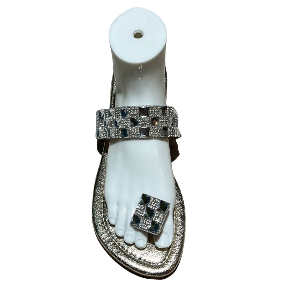 Metallic Thongs in Silver